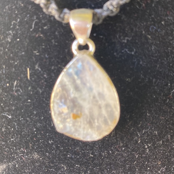 RAINBOW MOONSTONE! PENDANT ONLY Sterling Silver 925 stone is unpolished - Picture 10 of 16